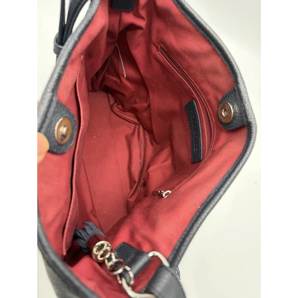 Talbots Suede Leather Hobo Bag Crossbody Purse Deep Navy Womens Luxury Boho Chic
